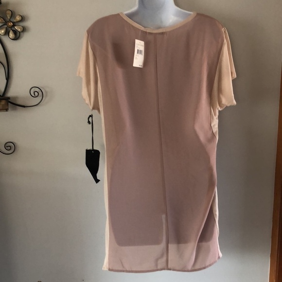 NEW Chloe K Unique Shear Pale Pink Tunic Top Cropped Front Mixed Media Size M - Picture 6 of 15